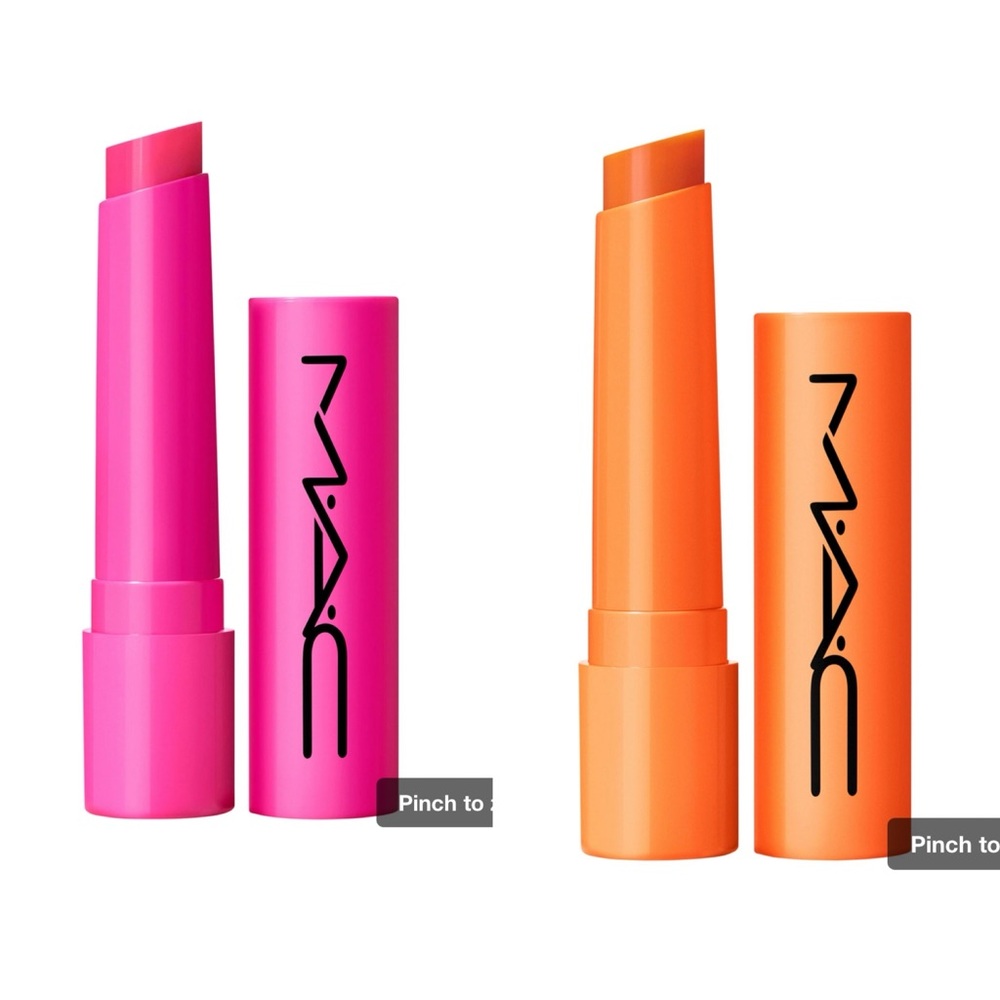 MAC Cosmetics Pink and Orange Squirt Gloss plumping Lip Balm